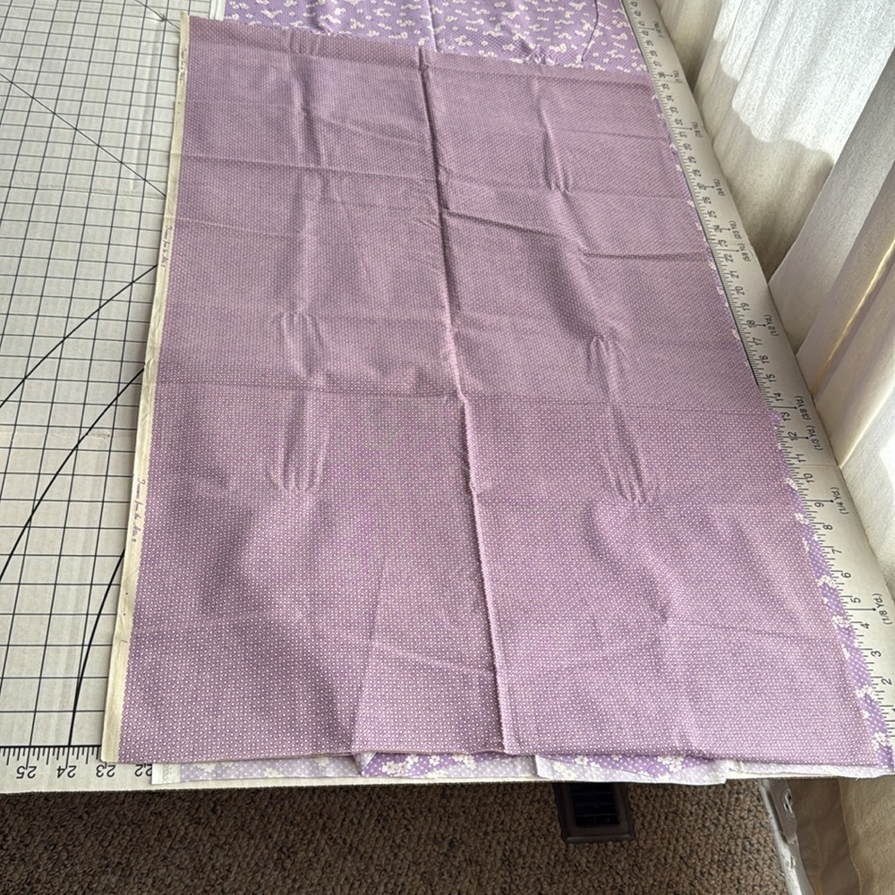 Lavender Vintage Fabric & Textile Bundle – Floral Calico, Antique Skirt Remnant, - Picture 8 of 16